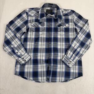 Cody James Shirt Mens Medium Blue Plaid Western Pearl Snap Flannel Cowboy Chrty